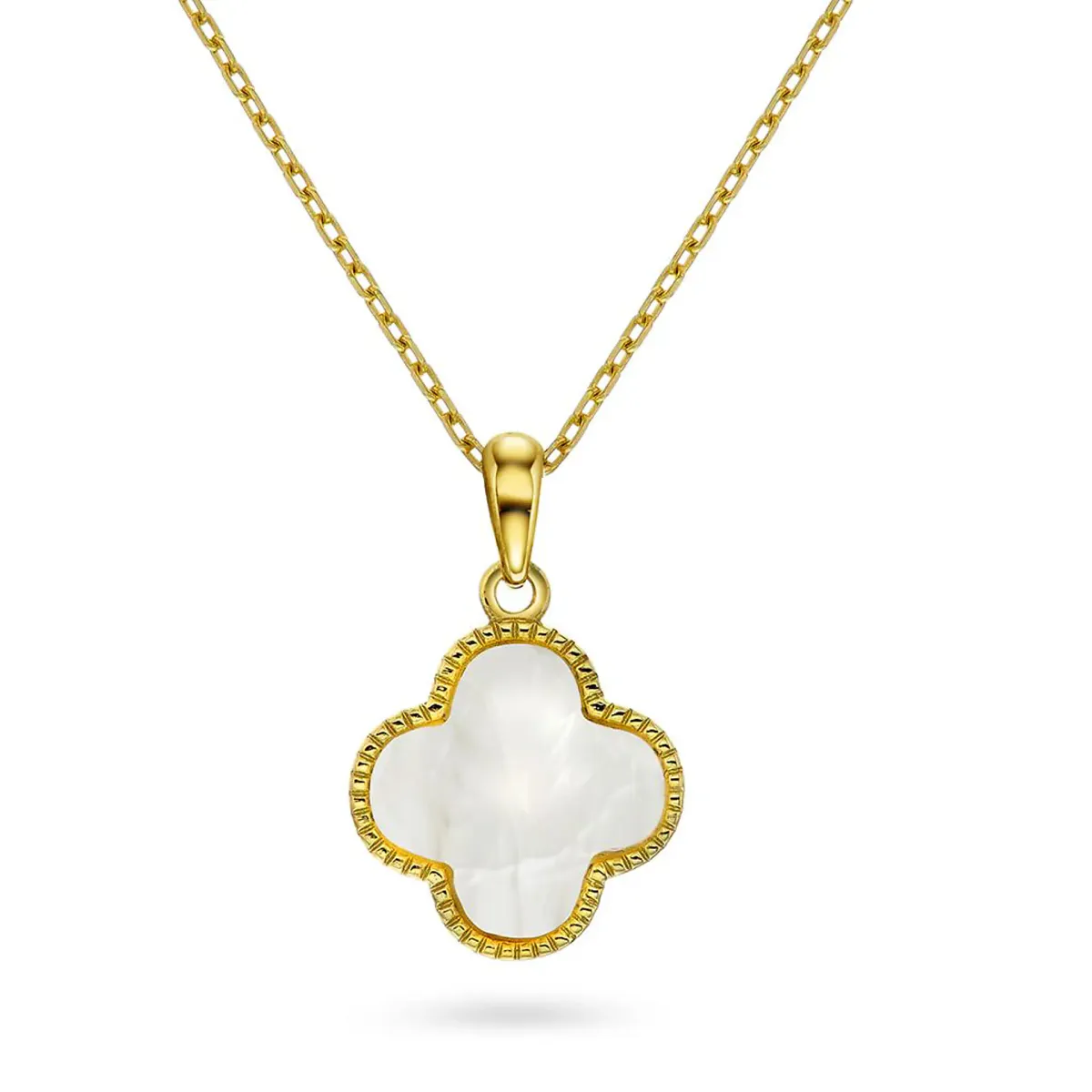 Stort kløver smykke i forgylt sølv med perle Pan Jewelry